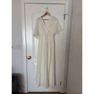 Elegant White Maxi Dress Flowy Party Gown Formal Wedding Guest‎ Dress